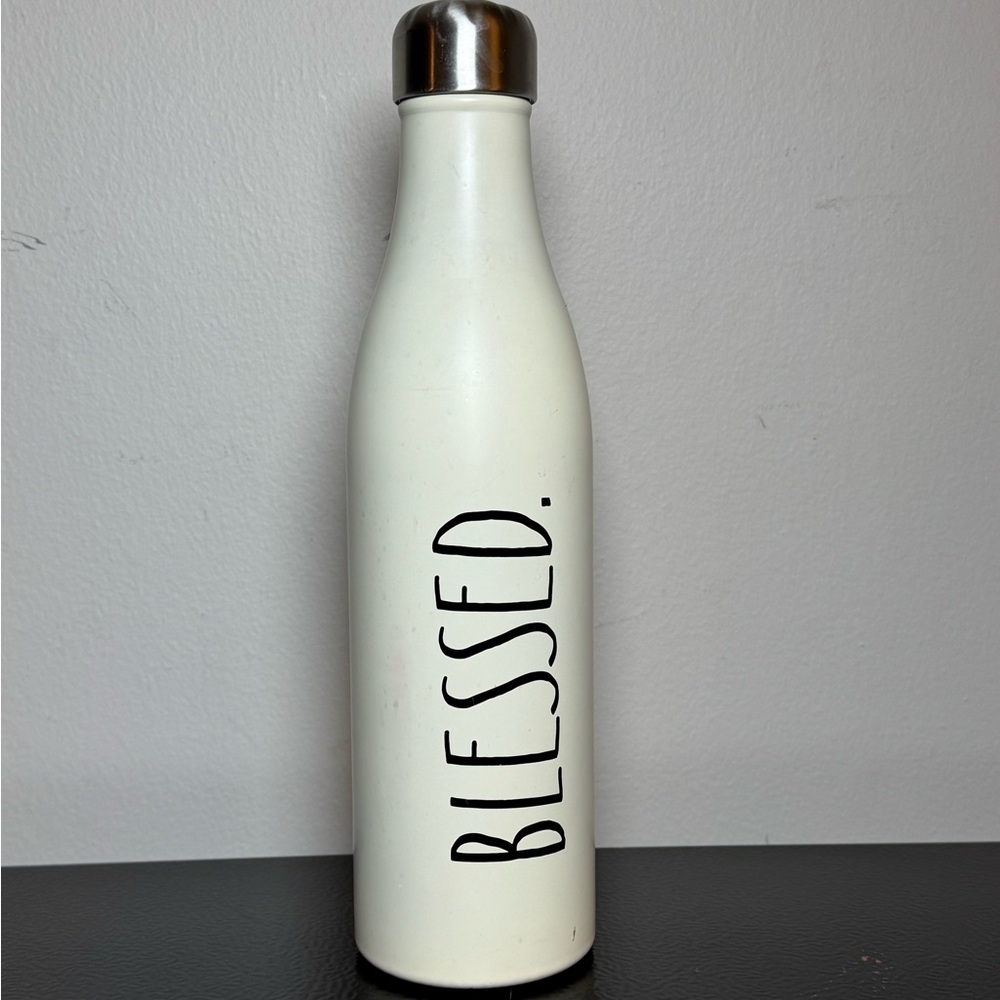 Rae Dunn Farmhouse BLESSED Stainless Steel 17oz Ivory Water Bottle